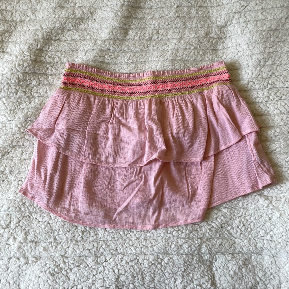 Aerie American Eagle Pink Strapless Smocked Ruffled Tiered Layered Tube Top Crop